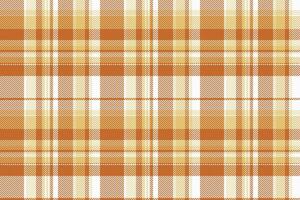 Graphic plaid background tartan, ireland check pattern textile. Straight fabric texture seamless in orange and white colors. vector