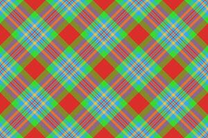 Infant textile seamless fabric, scottish texture check. Small plaid background tartan pattern in red and cyan colors. vector