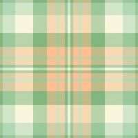 Soft pastel plaid pattern in peach, green, and cream. Perfect for textiles, website backgrounds, or crafting projects. This calming, seamless design evokes feelings of spring and tranquility. vector