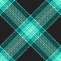 Fur texture fabric plaid, loft background tartan seamless. Table cloth check pattern textile in black and teal colors. vector