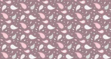 A pattern with birds and leaves on a purple background vector