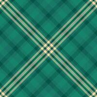 70s check fabric texture, machinery background seamless. Back to school pattern plaid textile tartan in teal and navajo white colors. vector