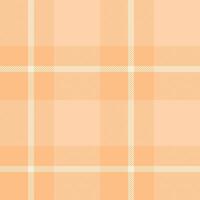 Scratch textile plaid tartan, brand seamless pattern check. Harmony fabric texture background in orange and beige colors. vector