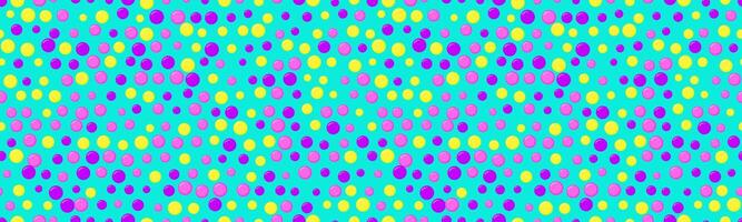 Vibrant teal backdrop adorned with a scattered array of colorful circles in pink, purple, and yellow. vector
