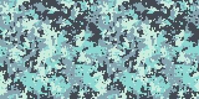 Abstract digital camouflage pattern in cool teal and grey tones. Perfect for backgrounds, textiles, or militarythemed designs. Versatile, stylish, and evokes a sense of mystery and concealment. vector