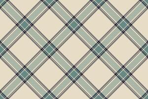 Elegant diagonal plaid pattern in soft teal and beige. Perfect for textile design, wallpaper, or website backgrounds. Subtle yet stylish, this seamless design evokes a sense of calm sophistication. vector