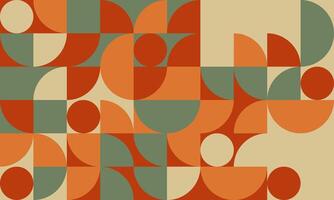 A retro style pattern with orange, green and brown shapes vector