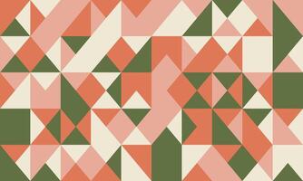 Abstract geometric seamless pattern. Muted coral, pink, and olive green triangles create a modern, minimalist design perfect for backgrounds, textiles, or web design. vector