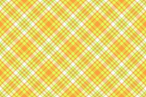 Plain textile check fabric, strong pattern tartan seamless. Simple background plaid texture in lime and orange colors. vector