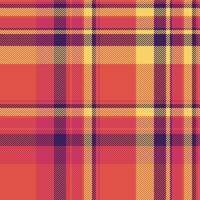 Vibrant autumnal plaid pattern in warm oranges, yellows, and deep purples. Perfect for textile design, fallthemed projects, or creating a cozy, rustic aesthetic. vector