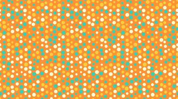 Vibrant abstract background with a playful polka dot pattern in orange, yellow, and teal. Perfect for websites, social media, branding, or textile design. Evokes feelings of joy, energy, and summer. vector