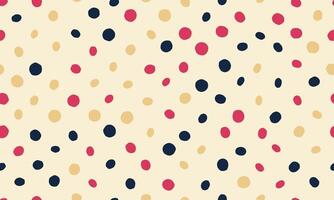 Joyful, handdrawn polka dot pattern in red, gold, and navy on a cream background. Perfect for textiles, wrapping paper, or website design. vector