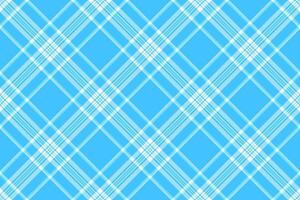 Decorative fabric pattern background, slim seamless check . Everyday textile texture plaid tartan in cyan and azure colors. vector