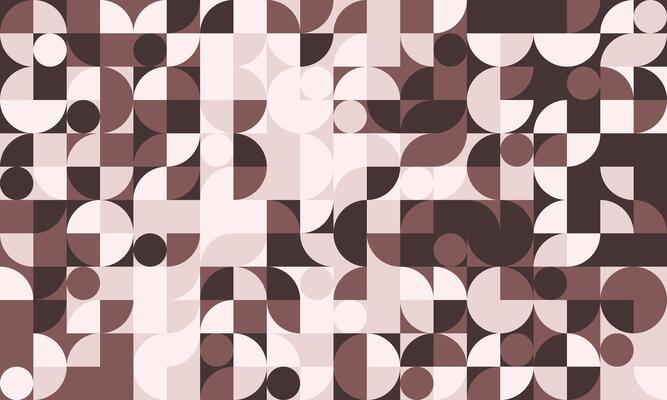 Abstract geometric pattern with circles and squares in shades of brown and beige. Perfect for modern design projects, backgrounds, textiles, and branding.