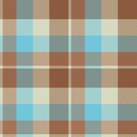 Stylish pastel plaid pattern in beige, brown, and light blue. Perfect for textile design, website backgrounds, or crafting projects. vector