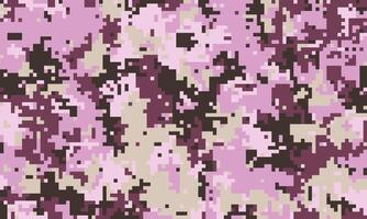 Abstract pixelated camouflage pattern in soft pink, mauve, and brown tones. Ideal for fashion, textile design, or digital backgrounds. vector