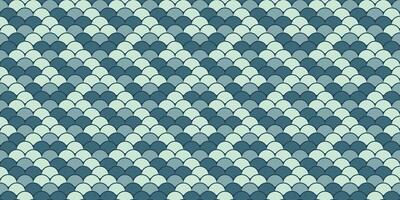 Serene teal and aqua scales pattern. Elegant, repeating geometric design ideal for backgrounds, textiles, or website design. Evokes calmness, nature, and sophistication. vector