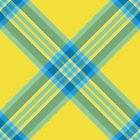 Cold background check textile, glamour pattern fabric texture. Detailed tartan plaid seamless in cyan and yellow colors. vector