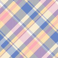Pastel plaid pattern. Soft, elegant diagonal design in muted blues, pinks, and yellows. Perfect for fashion, textiles, packaging, or website backgrounds. Subtle texture adds visual interest. vector