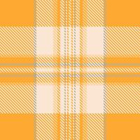 Lined plaid fabric pattern, gentleman seamless tartan textile. Outline background check texture in amber and antique white colors. vector