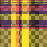 Backdrop check fabric seamless, menu pattern plaid texture. Bedding background textile tartan in yellow and violet colors. vector