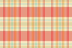Vibrant pastel plaid pattern in peach, cream, and mint. Perfect for textile design, website backgrounds, or stationery. This cheerful, seamless texture evokes feelings of warmth and summer. vector