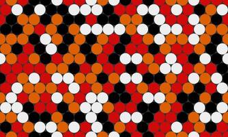 Abstract vibrant red, white, black, and orange circle pattern. A dynamic, visually striking design perfect for backgrounds, textiles, or website elements. vector