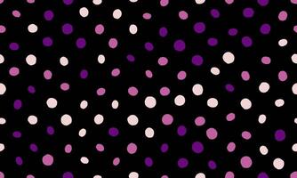 Abstract seamless pattern of scattered purple and pink dots on a black background. Perfect for textiles, websites, and playful branding. vector