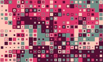 Abstract geometric background featuring a vibrant mosaic of squares in varying shades of pink, maroon, beige, and teal. Perfect for modern design projects, presentations, or website backgrounds. vector