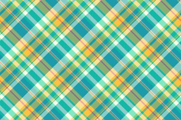 Row background check seamless, industry tartan plaid texture. Quiet fabric textile pattern in teal and green colors.