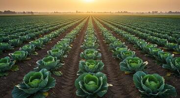 Endless Rows of Cabbage Heads Stretching to the Horizon at Golde photo
