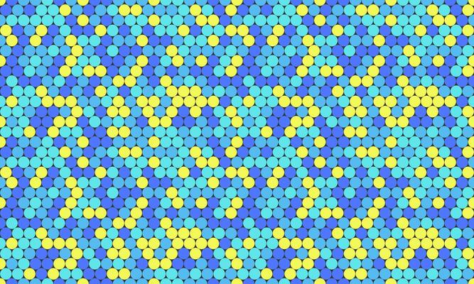 Vibrant abstract background featuring a seamless pattern of teal and yellow circles. Perfect for website banners, textile design, or any project needing a playful, energetic aesthetic.