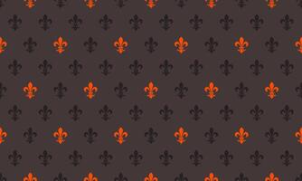 A black and orange fleur de lis pattern on a gray background vector