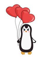 Cute cartoon penguin with balloons. vector