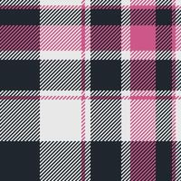 Classic tartan pattern with a modern twist. Pink, grey and black create a bold, stylish check. Use for textiles, fashion, backgrounds, or graphic design projects. vector