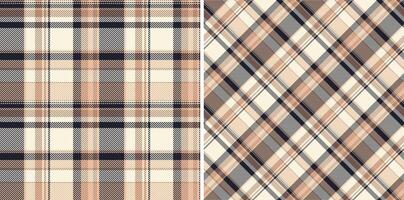 Check tartan pattern of seamless fabric plaid with a texture background textile. Set in coffee colors. Creative uses of ornamental silk tape. vector