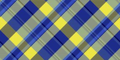 Vibrant diagonal plaid pattern in yellow, blue, and gray. Perfect for textile design, website backgrounds, or fashionrelated projects. This bold, modern texture evokes energy and style. vector