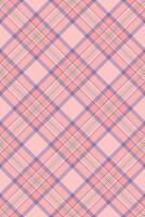 Pretty pastel pink and lilac diagonal plaid pattern. Perfect for textile design, fashion, websites, or branding. Subtle and elegant, this seamless texture evokes feelings of calmness and femininity. vector