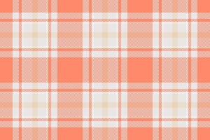 A vibrant coral and cream plaid pattern, perfect for textile design, fashion, or website backgrounds. Its subtle texture and cheerful colors evoke feelings of warmth and comfort. vector