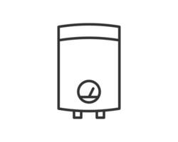 Minimalist line art of a water heater. Clean, simple design for plumbing services, home improvement, energy efficiency. Perfect for websites, apps, and infographics. vector