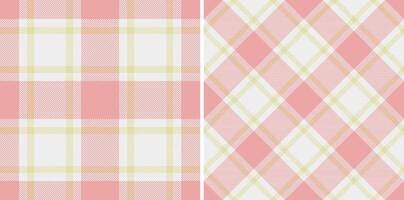 Delightful pastel pink and cream plaid patterns, perfect for textile designs, website backgrounds, or crafting projects. vector