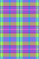 Contour seamless fabric textile, linen check background pattern. Basic tartan plaid texture in pink and green colors. vector