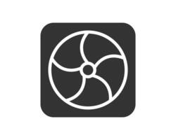 Modern icon featuring a stylized fan within a rounded square. Clean and versatile for tech, energy, or coolingrelated designs. Symbolizes air flow, ventilation, or technology solutions. vector