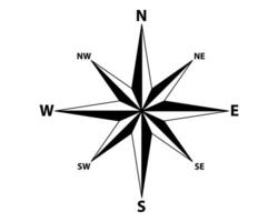Classic black and white compass rose illustration. design symbolizing guidance, navigation, and exploration. Great for maps, travel, and direction concepts. vector
