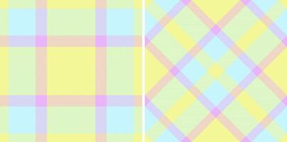 Pastel plaid patterns offer spring freshness. Repeating squares and diagonals create a soft, cheerful textile design perfect for backgrounds or design elements. vector