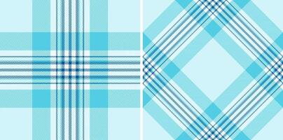 Two stylish pastel blue plaid patterns, perfect for textile design, apparel, or website backgrounds. These seamless textures offer a fresh, modern feel and evoke feelings of serenity and calmness. vector