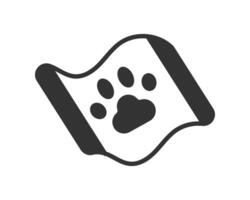 Abstract monochrome design element featuring a paw print on a stylised banner. Modern and minimal, perfect for animalrelated services, pet businesses, branding, or logo creation. vector