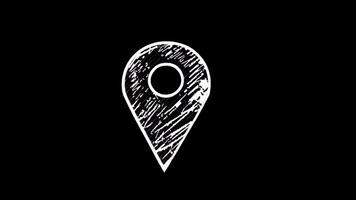 Loopable Chalk Sketch Animation of Location Pin Icon video