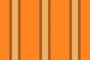 Sewing pattern fabric background, ragged textile vertical. Household stripe seamless texture lines in orange and wheat colors. vector