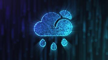 Cloud computing concept with rain drops and cloud icon video